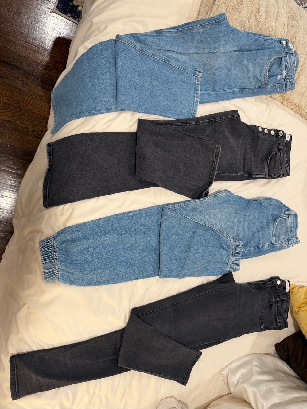 Zara Cropped & Ankle Jeans Bundle — Light Blue and Black
